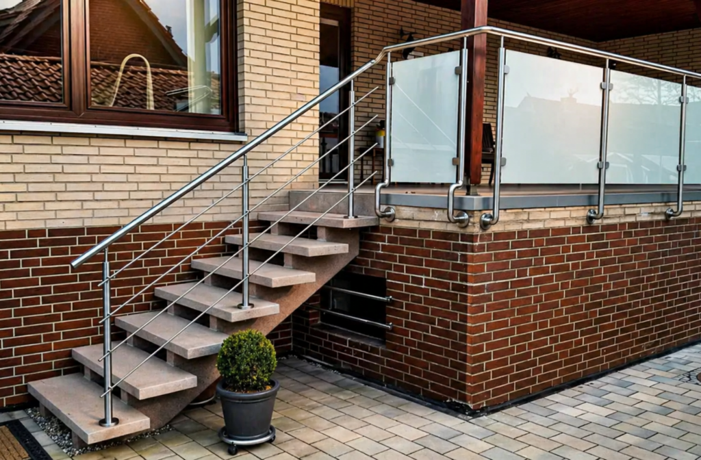 Modernes Edelstahl Geländer für Außentreppe und Terrasse