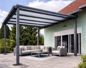 Moderne Pergola aus Stahl für Terrasse und Garten