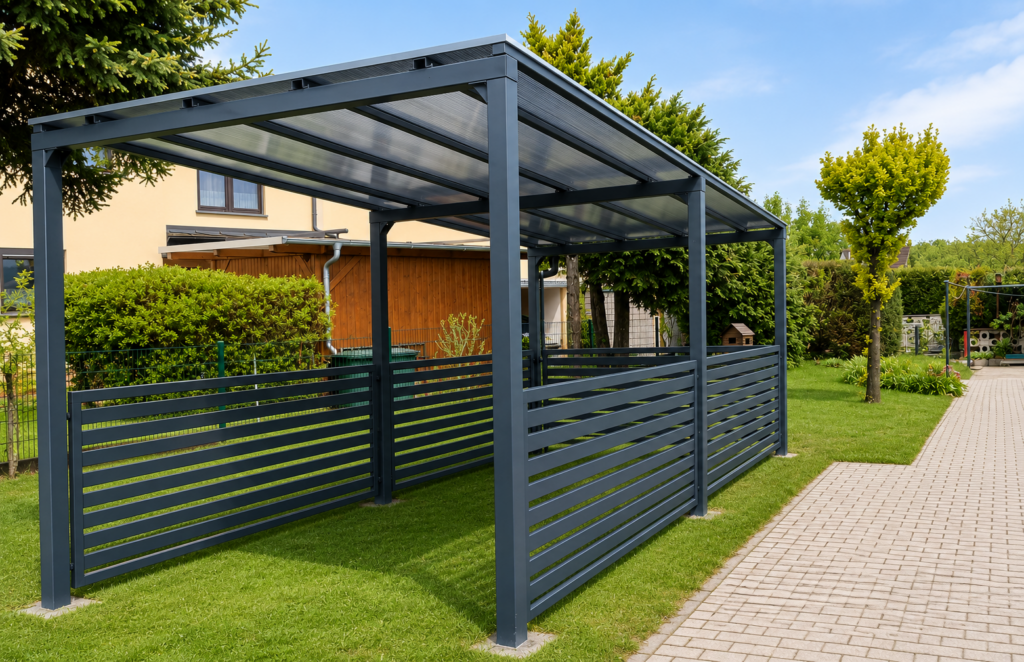 Moderner Metall Carport für zwei Fahrzeuge