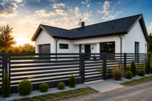 Moderner Metallzaun für Haus und Garten